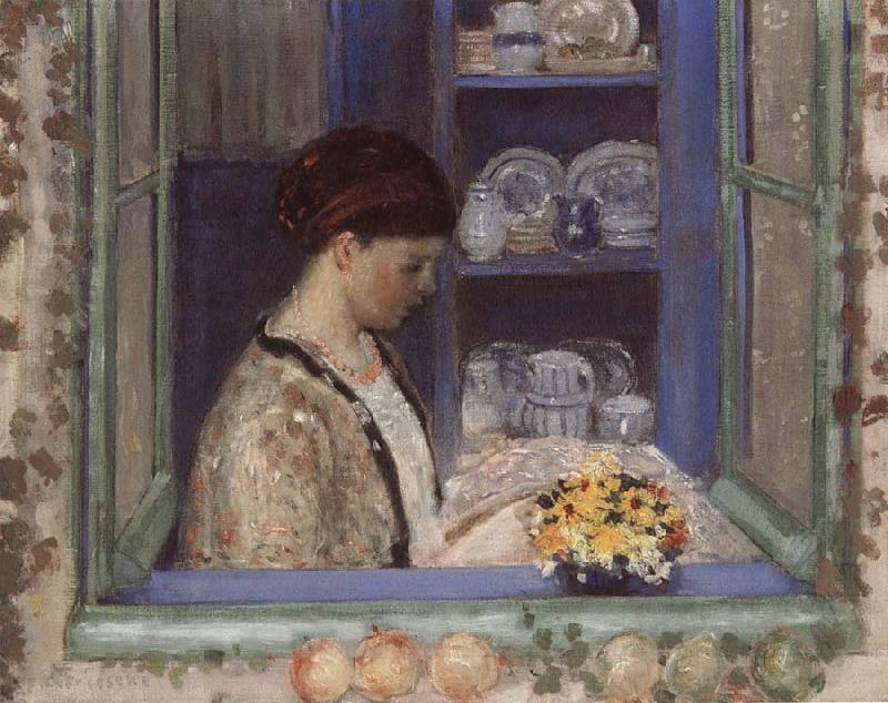 frederick carl frieseke Mis.Frederick in front of the window